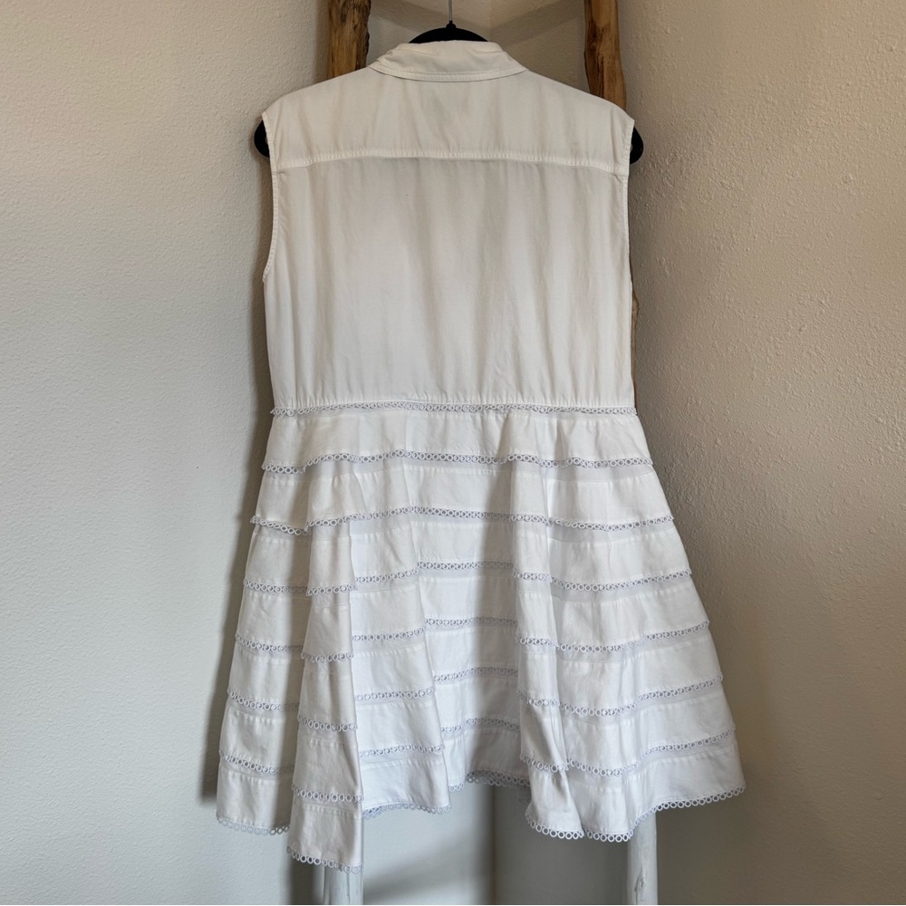 Carven White Crochet Shirt Dress in Size 40 - Picture 6 of 9